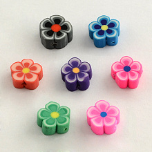 ARRICRAFT Handmade Polymer Clay Beads, Flower, Mixed Color, 8~9x8x4mm, Hole: 2mm