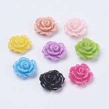 ARRICRAFT Mixed Opaque Resin Flower Cabochons, Size: about 10mm in diameter, 4mm thick