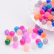 Arricraft Mixed Imitation Jade Glass Round Beads, Spray Painted, 6mm, Hole: 1.3~1.6mm