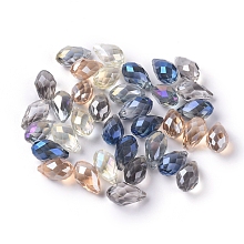 Honeyhandy Eletroplated Glass Beads, Faceted, Teardrop, Mixed Color, 13x8mm, Hole: 1mm