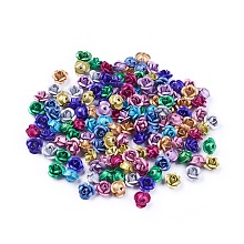 Honeyhandy Aluminum Beads, Frosted, Long-Lasting Plated, 3-Petal Flower, Mixed Color, 6x4.5mm, Hole: 0.8mm