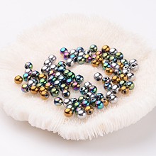 Honeyhandy Non-Magnetic Synthetic Hematite Beads, Color Plated, Grade A, Round, Mixed Color, 4mm, Hole: 1mm