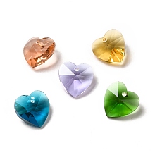 Honeyhandy Glass Charms, Faceted Heart Charms for Valentine's Day Jewelry, Mixed Color, 14x14x8mm, Hole: 1mm