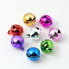 Honeyhandy Brass Bell Charms, Nice For Christmas Day Decoration, Mixed Color, 8~9.5x6~7mm, Hole: 1.5mm