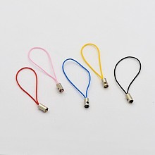 Honeyhandy Mobile Phone Strap, DIY Cell Phone Straps, Nylon Cord Loop with Iron Ends, Platinum, Mixed Color, 50mm