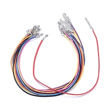 Honeyhandy Imitation Leather Necklace Cords, with Platinum Color Zinc Alloy Lobster Clasps and Iron Chains, Mixed Color, 18 inch