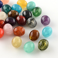 Honeyhandy Oval Imitation Gemstone Acrylic Beads, Mixed Color, 15x13mm, Hole: 2.5mm