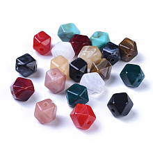 Honeyhandy Acrylic Beads, Imitation Gemstone Style, Polygon, Mixed Color, 11.5x10x10mm, Hole: 2mm