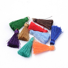 Honeyhandy Polyester Tassel Decorations, with Unwelded Iron Jump Rings, Golden, Mixed Color, 26~29mm, Hole: 4mm