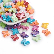 Arricraft AB Color Plated Acrylic Beads, Butterfly, Mixed Color, 13x17.5x4.5mm, Hole: 1.5mm