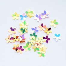 Honeyhandy Plastic Paillette Beads, Sequins Beads, Flower, Mixed Color, 10x10.5x0.5mm, Hole: 1mm, about 1600pcs/50g