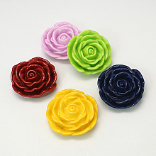 ARRICRAFT Flower Resin Beads, Mixed Color, about 45mm in diameter, 16mm thick, hole: 2mm