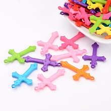 ARRICRAFT 100pcs Mixed Color Cross Acrylic Pendants For Jewelry Making Embellishments DIY Craft 36x22x3mm