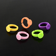 Honeyhandy Adjustable Colorful Acrylic Ring Components, for Kids, Mixed Color, 14mm, Tray: 9mm