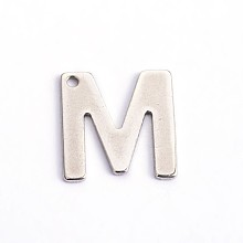 Honeyhandy 304 Stainless Steel Letter Charms, Letter.M, 11x10.5x0.5mm, Hole: 1mm