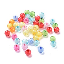 Honeyhandy Transparent Acrylic Beads, Bead in Bead, Round, Mixed Color, 10mm, Hole: 2mm