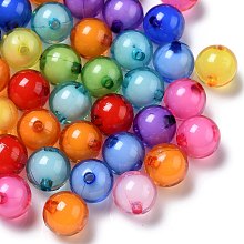 Honeyhandy Transparent Acrylic Beads, Bead in Bead, Round, Mixed Color, 12mm, Hole: 2mm