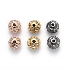 Honeyhandy Rack Plating Brass Cubic Zirconia Beads, Long-Lasting Plated, Round, Mixed Color, 8x7mm, Hole: 2mm