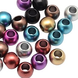 NBEADS 500g Matte Rondelle Spray Painted Acrylic Beads, Large Hole Beads, Mixed Color, 12x10mm, Hole: 6mm; about 450pcs/500g