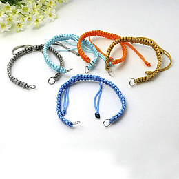 Honeyhandy Nylon DIY Bracelet Making, with Brass Rings, Platinum, Mixed Color, 140~175x4~7.5mm