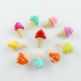 Honeyhandy Acrylic Shank Buttons, 1-Hole, Dyed, Ice Cream, Mixed Color, 22x13x10mm, Hole: 4x3mm