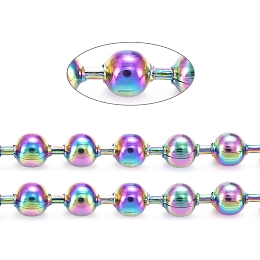 Honeyhandy Ion Plating(IP) 304 Stainless Steel Ball Chains, with Spool, Rainbow Color, 3mm, about 32.8 Feet(10m)/roll