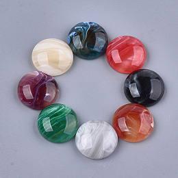 Honeyhandy Resin Cabochons, Imitation Gemstone Style, Dome/Half Round, Mixed Color, 12x5mm