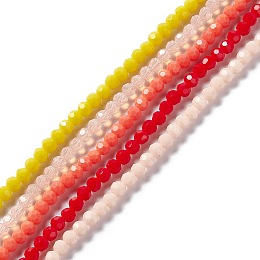 Faceted Glass Beads Strands, Round, Mixed Color, 4mm, Hole: 1mm, about 99~107pcs/strand, 14.09~15.43''(35.8~39.2cm)