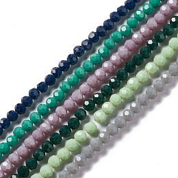 Faceted Glass Beads Strands, Round, Mixed Color, 6x5.5mm, Hole: 1.2mm, about 95pcs/strand, 22.24''(56.5cm)