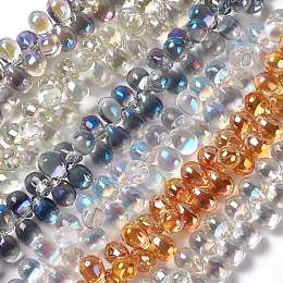 Electroplate Glass Beads Strands, Top Drilled Beads, Teardrop, Mixed Color, 13.5x9.5mm, Hole: 0.9mm, about 120pcs/strand, 23.23''(59cm)