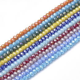ARRICRAFT Electroplate Glass Beads Strands, AB Color, Faceted, Rondelle, Mixed Color, 6x4mm, Hole: 1mm; about 89pcs/strand, 15.6 inches