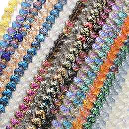 Electroplate Transparent Glass Beads Strands, Heart, Mixed Color, 13x15mm, Hole: 1.2mm, about 50pcs/strand, 25.59''(65cm)