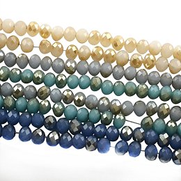 NBEADS 10 Strands Half Plated Imitation Jade Faceted Abacus Mixed Color Glass Bead Strands with 6x4mm,Hole: 1.5mm,about 100pcs/strand