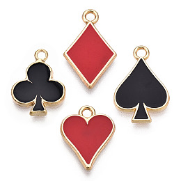 Honeyhandy Barrel Plating Alloy Pendants, with Enamel, Cadmium Free & Nickel Free & Lead Free, Rhombus & Heart & Plum Blossom, Fixed Shapes, Random Color, 16~20.5x12.5~13.5x1.5~2mm, Hole: 1.8~2mm