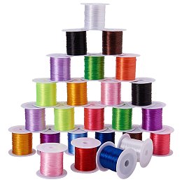 ARRICRAFT 25 Rolls 0.8mm Mixed Color Elastic Fibre Wire for Jewelry Making, 10m/roll