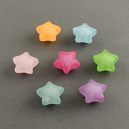 Honeyhandy Frosted Acrylic Beads, Bead in Bead, Star, Mixed Color, 20x20x12mm, Hole: 3mm, about 285pcs/500g