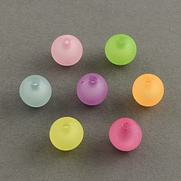 Honeyhandy Frosted Acrylic Beads, Bead in Bead, Round, Mixed Color, 19~20mm, Hole: 3mm, about 115pcs/500g