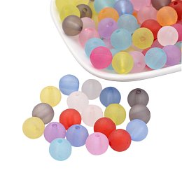 NBEADS 938pcs/500g 10mm Random Mixed Color Transparent Acrylic Frosted Ball Beads, Bracelet Necklace Round Loose Beads Spacer Beads for Jewelry Making