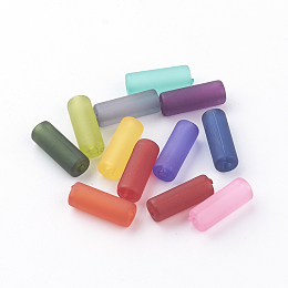 Honeyhandy Transparent Acrylic Beads, Frosted, Column, Mixed Color, 13x5mm, Hole: 1.5mm, about 1940pcs/500g