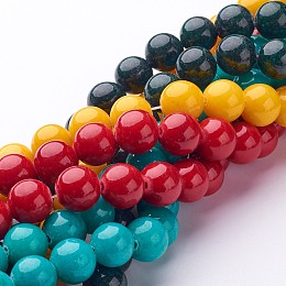 Honeyhandy Natural Mashan Jade Round Beads Strands, Dyed, Mixed Color, 10mm, Hole: 1mm, about 41pcs/strand, 15.7 inch