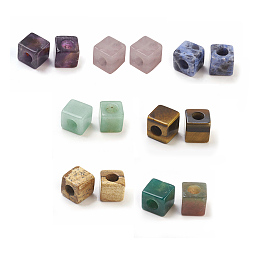 Honeyhandy Natural Gemstone European Beads, Large Hole Beads, Cube, 10x10x10mm, Hole: 4.5~5mm