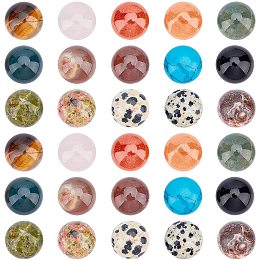 Arricraft 100 Pcs 12mm Natural Mixed Stone Cabochons, Flatback Semi-Precious Stones, Half Round Cabochons for Jewelry Making DIY Mosaic Tiles Craft