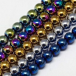 Honeyhandy Electroplate Non-magnetic Synthetic Hematite Beads Strands, Round, Grade A, Mixed Color, 8mm, Hole: 1.5mm, about 50pcs/strand, 16 inch