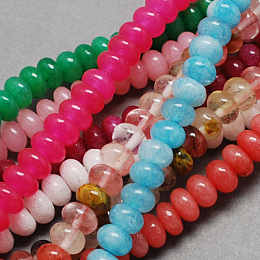 Honeyhandy Natural Jade Bead Strands, Dyed, Rondelle, Mixed Color, 8x5mm, Hole: 1mm, 14.9 inch