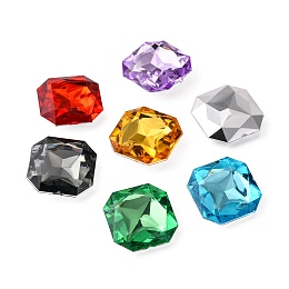 Honeyhandy Imitation Taiwan Acrylic Rhinestone Cabochons, Pointed Back & Faceted, Square, Mixed Color, 23x23x7.5mm