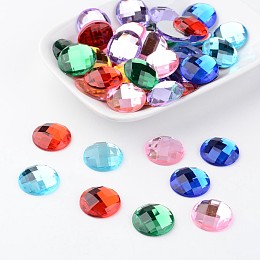 Honeyhandy Imitation Taiwan Acrylic Rhinestone Flat Back Cabochons, Faceted, Half Round/Dome, Mixed Color, 18x5mm, 200pcs/bag