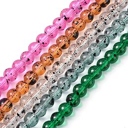 Honeyhandy Glass Beads Strands, Spray Painted, Round, Mixed Color, 6mm, Hole: 1mm, 15 inch