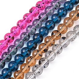 Honeyhandy Glass Beads Strands, Spray Painted, Round, Mixed Color, 8mm, Hole: 1mm, 15 inch