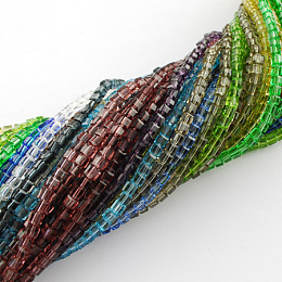 Honeyhandy Glass Bead Strands, Faceted, Cube, Mixed Color, 3~4x3~4x3~4mm, Hole: 0.5mm, about 100pcs/strand, 13.5 inch