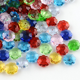 Honeyhandy Flower Transparent Glass Beads, Marguerite Beads, Faceted, Mixed Color, 9.5~10x4mm, Hole: 1mm